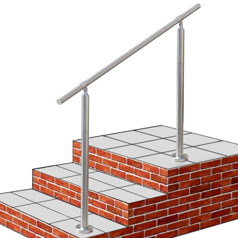 YHEYSMUX 120x85cm 屋外 階段 手すり 304ステンレス製 手摺り DIY 玄関 角度調整可能 屋内屋外用 簡単な取り付け 荷重200kg 直径32ミリ肉厚1.5ミリ, 銀|RoothouseStore