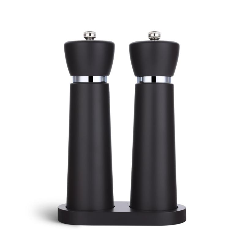 TLYSXPRO 手動式木製ペッパーミル 陶芸圧砕機積み上げる 詰め替え能力のあるな塩黒コショウ圧砕機 山毛欅材当て嵌める 高さ21糎 2個仕掛ける 黒茶