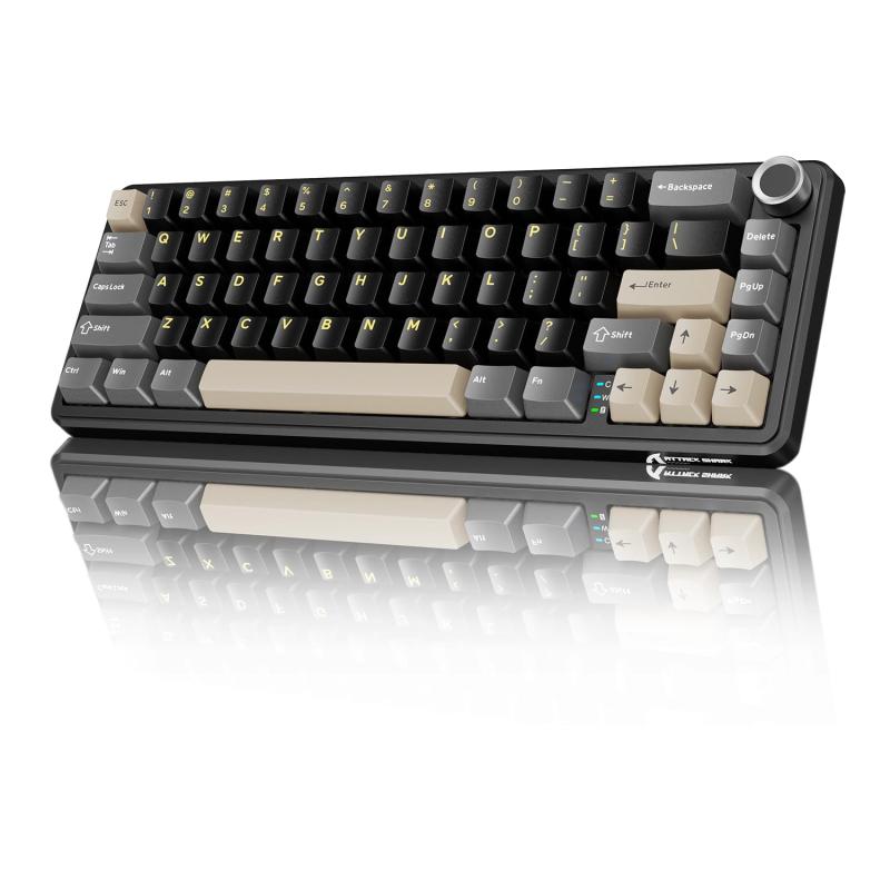 MAMBASNAKE×ATTACKSHARK X66 ゲーミングキーボード 65%レイアウト ガスケット ホットスワップ対応 三つの接続モード 2.4Ghz無線/Bluetooth/USB-C有線 メカニカル 金属ボリュームノブ付き 3000mAhバッテ