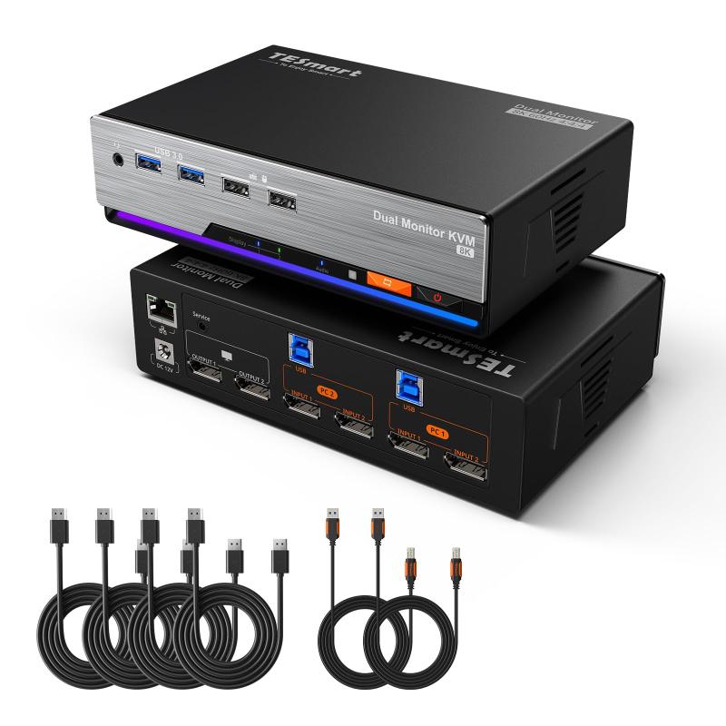 TESmart 8K@60サイクル DP KVM取り替えっこ 2インプット2最終生産物 2インプット3最終生産物 DisplayPort