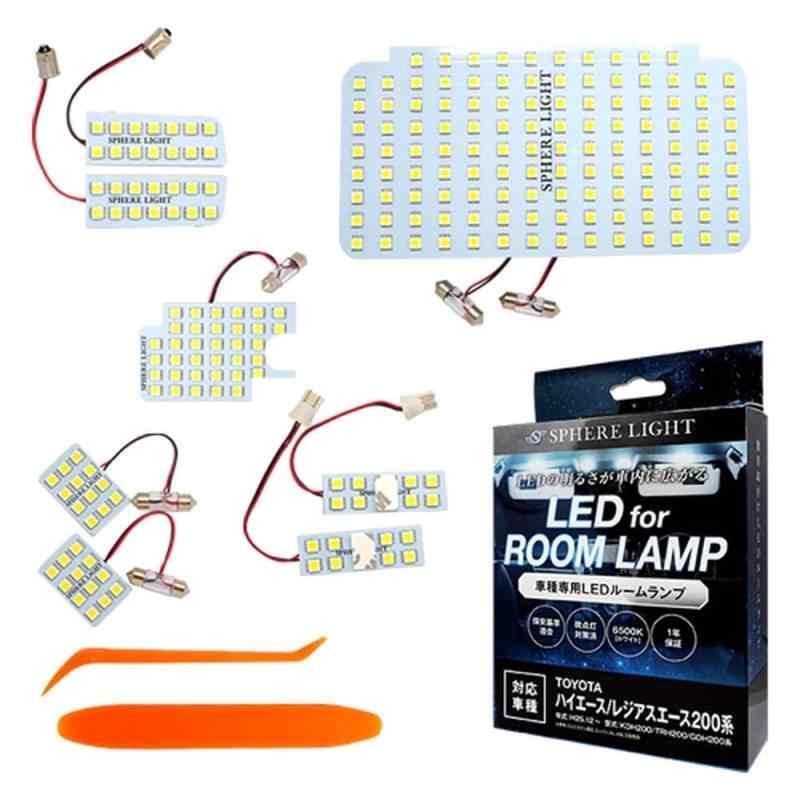 スフィアライト ハイエース レジアスエース 200系 LED ルームランプ セット ホワイト スーパーGLグレード専用 4型 5型 6型 7型 KDH200 TRH200 GDH200系 専用設計 室内灯 取付 簡単 微点灯 点滅 対策 SPHE