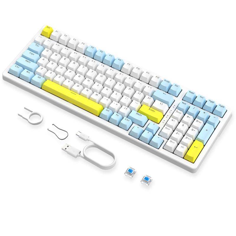 ZIYOULANG K3MAXメカニカル ゲーミング キーボード ホットスワップ対応 有線 96% 100キー 青軸 標準ANSI配列 USB接続 19のカスタムバックライトモード DIYキーボード 防水 全キーコンフリクトフリー
