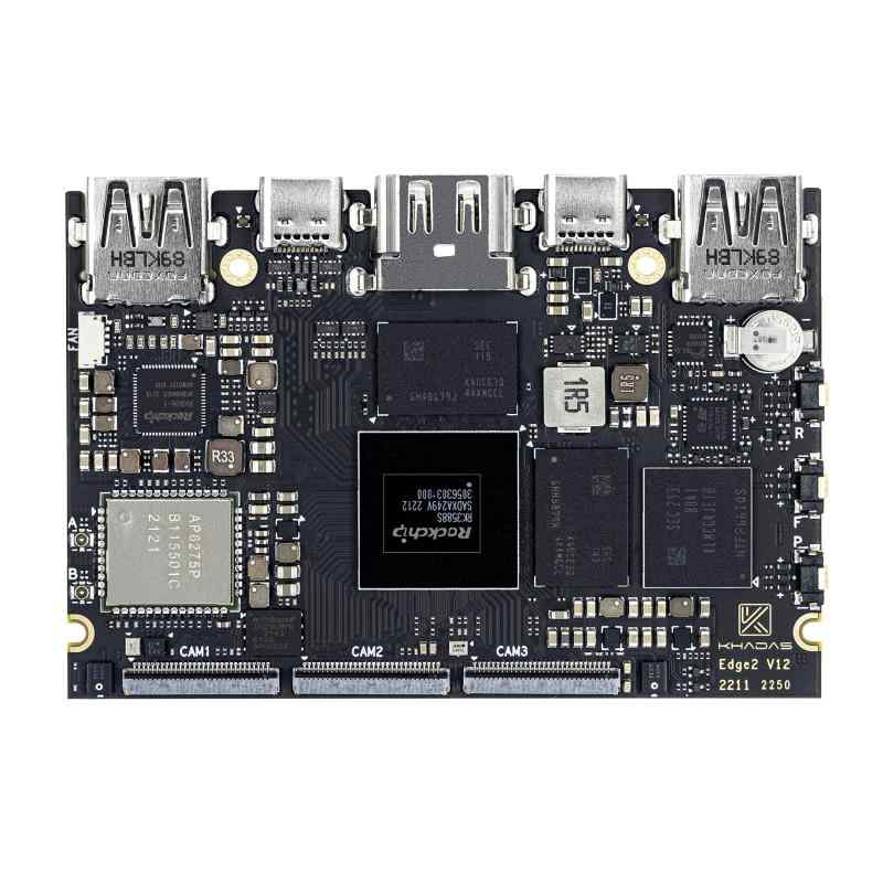 Khadas Edge2 RK3588SミニARM マイコン,シングルボードコンピュータ8コアー64-bit 中央処理装置, ARM Mali-G610 MP4 GPU, 6 TOPS 人工知能学 NPU, Wi-Fi 6, BT5.0, 8K 固定ディスク 見せびらかす \u0026a