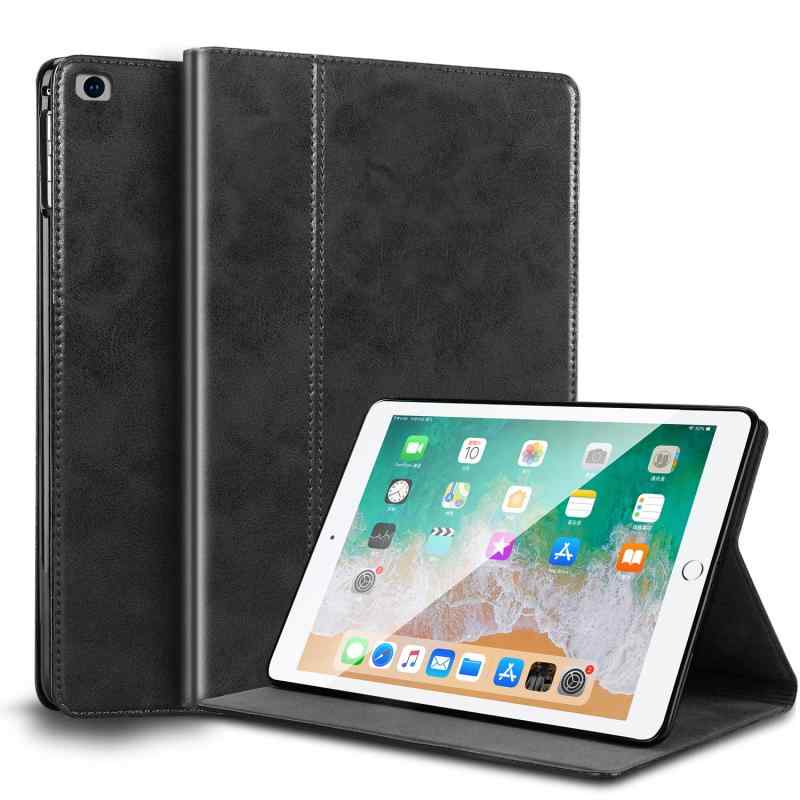 Gexmil ケース iPad 9.7 インチ,6/5世代通用 (2018/2017)-iPad Air 2/1世代通用高級レザー製 耐衝撃性 軽量 防指紋 防滑,オートスリープ/ウェイク,アジャスタブルスタンド,ブラック