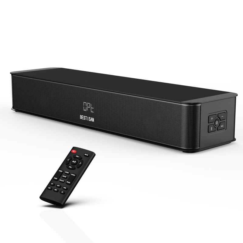 BESTISAN 2.1chサウンドバー 42センチ テレビ用サウンドバー PC用スピーカー 重低音強化型 Soundbar 底部サブウーファー付きHDMI(ARC)/Bluetooth/USB/デジタル/AUX/対応 SE01 ブラック リモコン付き|RoothouseStore