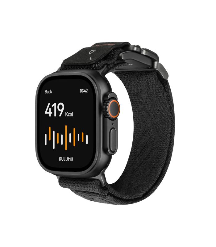 Aulumu C03 アップルウォッチ ナイロンダンス楽隊 - Apple Watch Ultra (3/2/1) 用のチタンバックル \u0026amp; クイックリリースマグネット式ダンス楽隊｜49/46/45/44粍相応う - 黒いことチタン