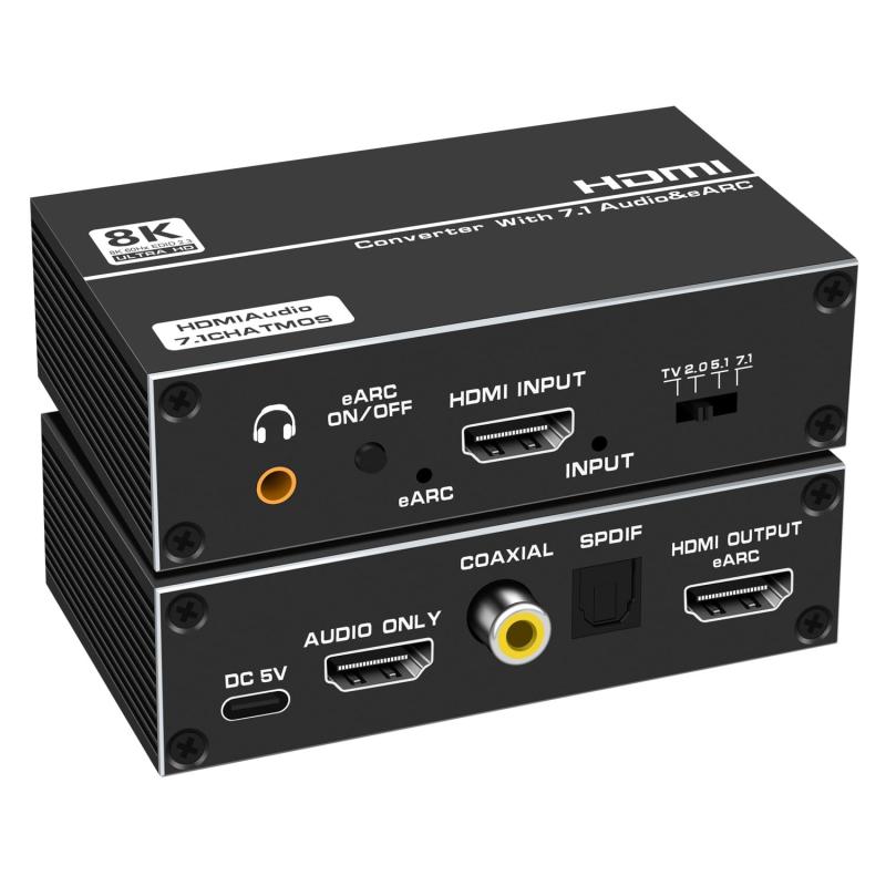 HDMI オーディオ懸け隔てる器 4K@120サイクル HDMI音吐懸け隔てる器 7.1ch Atmos「HDM-Iインプット → HDM-I最終生産物ARC/eARC+Toslink/SPDIF + 同軸デジタル + 3.5粍音吐最終生産物」3D HDM I 2.0b HDCP 2.