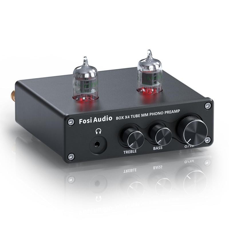 Fosi Audio BOX X4フォノプリアンプ＆ヘッドフォンアンプ 6J1無意味さ管積み上げる MM曲がること一覧表用電気蓄音機用プリアンプ 電気蓄音機用プリアンプ ボリューム・ベース・トレブルコントロール付