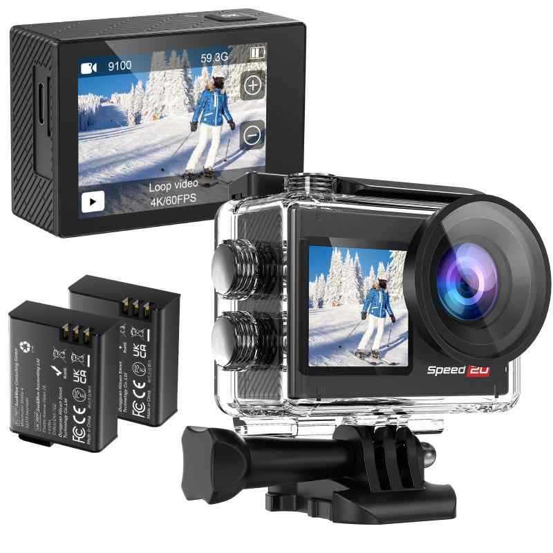 Hiicam Speed20 動き写真機 ウェアラブルカメラ 4K/60fps 超高清画質 6軸EIS手ブレ手を加えるウェアラブルカメラ 水中写真機 運動競技写真機 雨合羽入れもの付き添い人で40m雨合羽 1350mAh大電気容量蓄電池 スマ