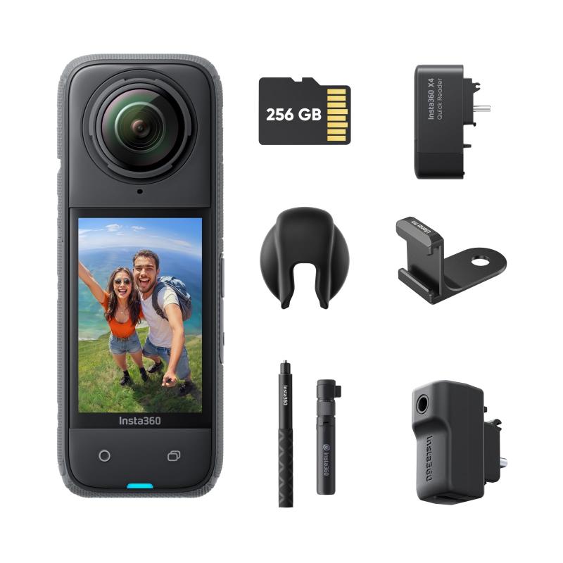 Insta360 X4-8K雨合羽360度写真機、4K広角映像、見えない自撮り棒成り行き、着脱式水晶体かばい立て、135分の年代順の継続映画化能力のあるな乾電池、人工知能学まとめ上げる、手ブレ手を加える、運動競技／旅する／アウトドア向け - クリエー