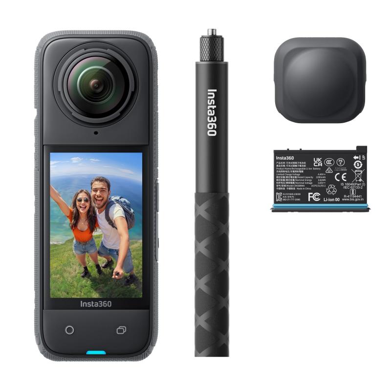 Insta360 X4 クランク・一揃いの道具-SD歌留多なし ｜8K相応う・雨合羽・360度見晴らし写真機｜夜景に激しく“見えない自撮り棒”相応う・手ブレ手を加える・取り替えっこ水晶体＆長時間乾電池積み上げる