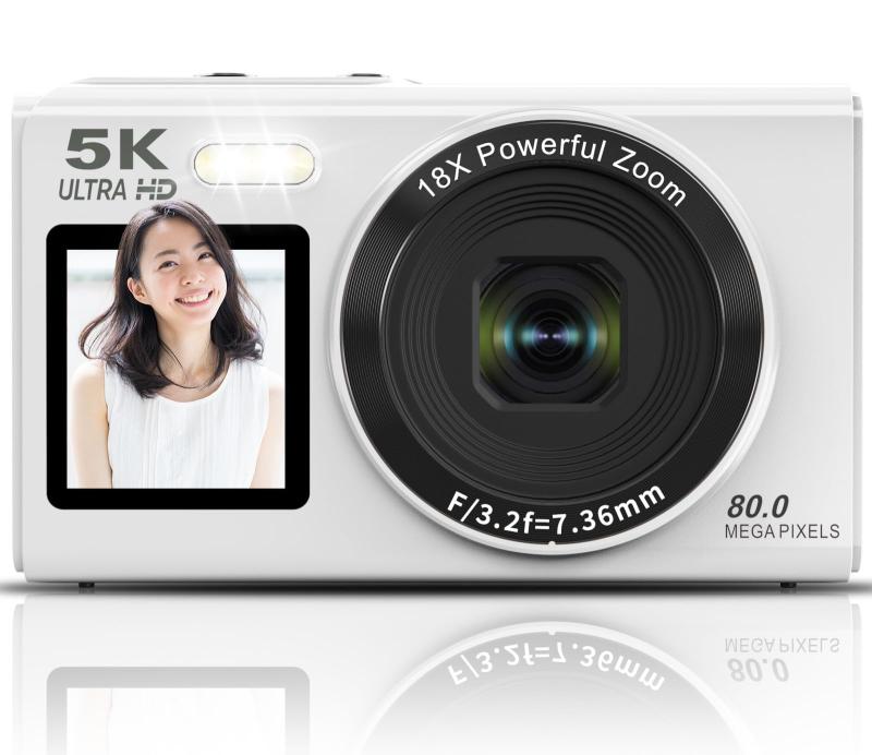 Beho 5K デジタル写真機 8000万絵素 スマホに送れる ディジカメ WIFI移らす役立つこと デュアル映写幕 自撮り ろ波器 オート興味の中心 18倍デジタル望遠レンズ パウダーコンパクト webカメラ 16GBマイクロSD