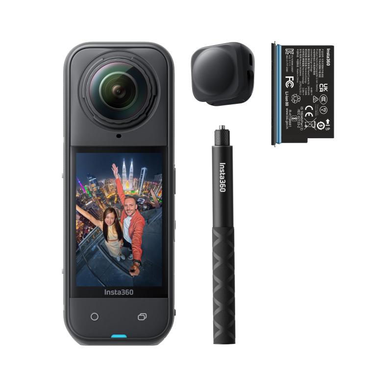 【高梨沙羅さん愛用】Insta360 X5 クランク・一揃いの道具 ｜8K相応う・雨合羽・360度見晴らし写真機｜夜景に激しく“見えない自撮り棒”相応う・手ブレ手を加える・取り替えっこ水晶体＆長時間乾電池積み上げる