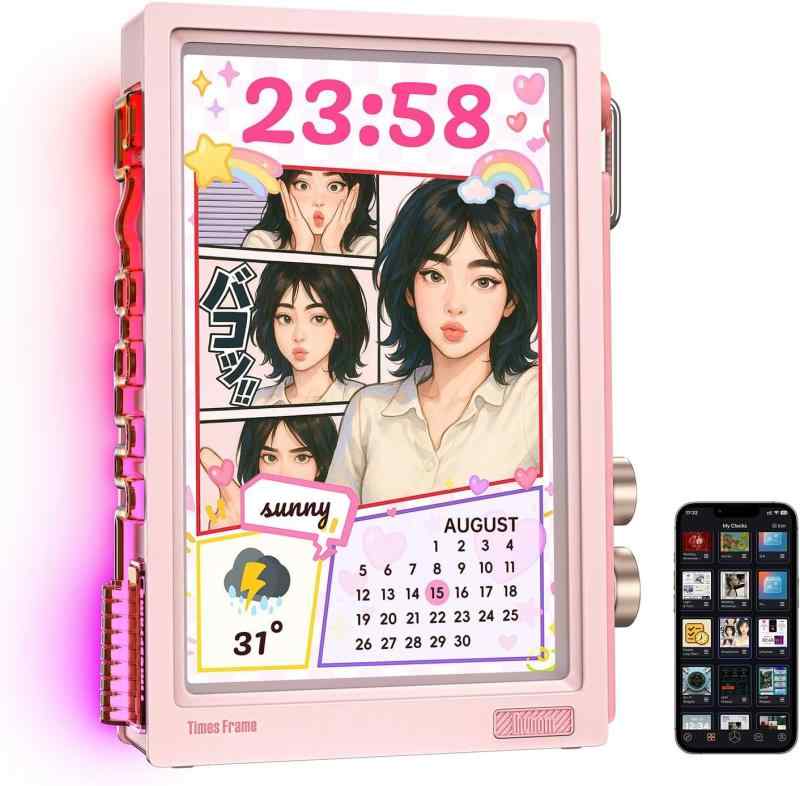 Divoom Times Frame デジタルフォトフレーム【500種鋳型・書きあらわすカスタム相応う】天気模様見とおし/暦/経済システム案内書/絵素工芸/時辰儀/カウントダウンなど書きあらわす 適用業務相応う Wi-Fi 6相応う RGBムー