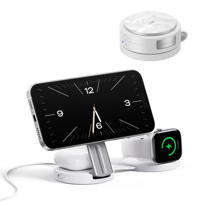 Qi2.2 EcoFlow RAPID Mag 3-in-1 ワイヤレス充電ステーション（折りたたみ式）【超コンパクト/急速充電/iPhone＆ AirPods &amp; Apple Watch対応/Mag Safe対応/一台三役/持ち運びやすい/角度｜RoothouseStore