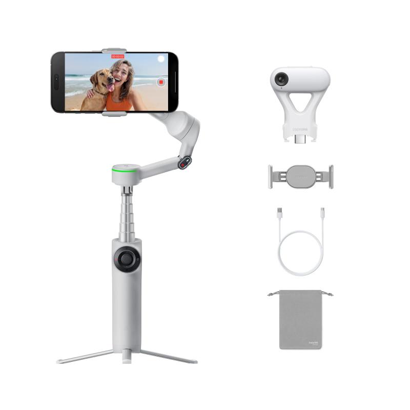Insta360 Flow 2 Pro 人工知能学トラッカーキット 薄墨色 - 実業界初の人工知能学積み上げるスマホジンバル（Apple DockKit相応う）、革命的な360度食麺麭追い掛ける、フリーティルト、内蔵三脚架/自撮り棒、Vlog/旅する用ポータブルスタビラ