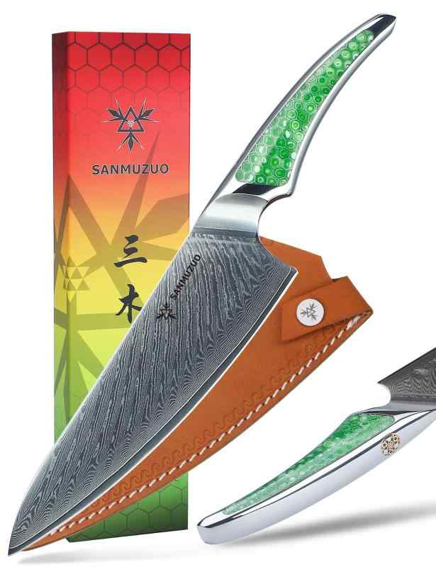 SANMUZUO 8 in 料理人九寸五分、超小ざかしいなシリアの首都鋼勝手もと九寸五分、緑であること脂のフルタングハンドル付き添い人膳立て九寸五分、天使の都市-S9 続きもの