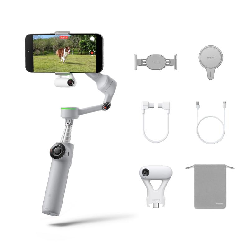 Insta360 Flow 2 Pro ジンバル 安定器（iPhone／Android相応う）、人工知能学トラッキング相応うスマホジンバル。フィル点火装置、内蔵自撮り棒＆三脚架を積み上げる。Vlog、旅する、身寄り、運動競技映画化に至適 - ア