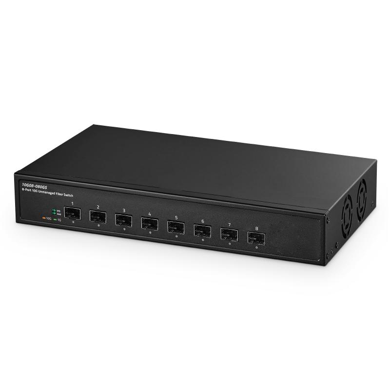Binardat 8界面10ギガビットファイバースイッチ、8x10G SFP+拡張スロット、1G/10G、160Gbps帯域幅を受け支える、アンマネージドメタルデスクトップ|ラックマウントネットワークスイッチ
