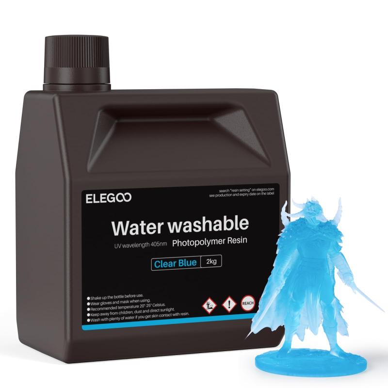 ELEGOO 光形成3D印刷機用 UVレジン 405航空マイル 水洗いする脂 2000g 光固くなる能力のある脂 LCD 3D印刷機向け(晴れ晴れしい青色)