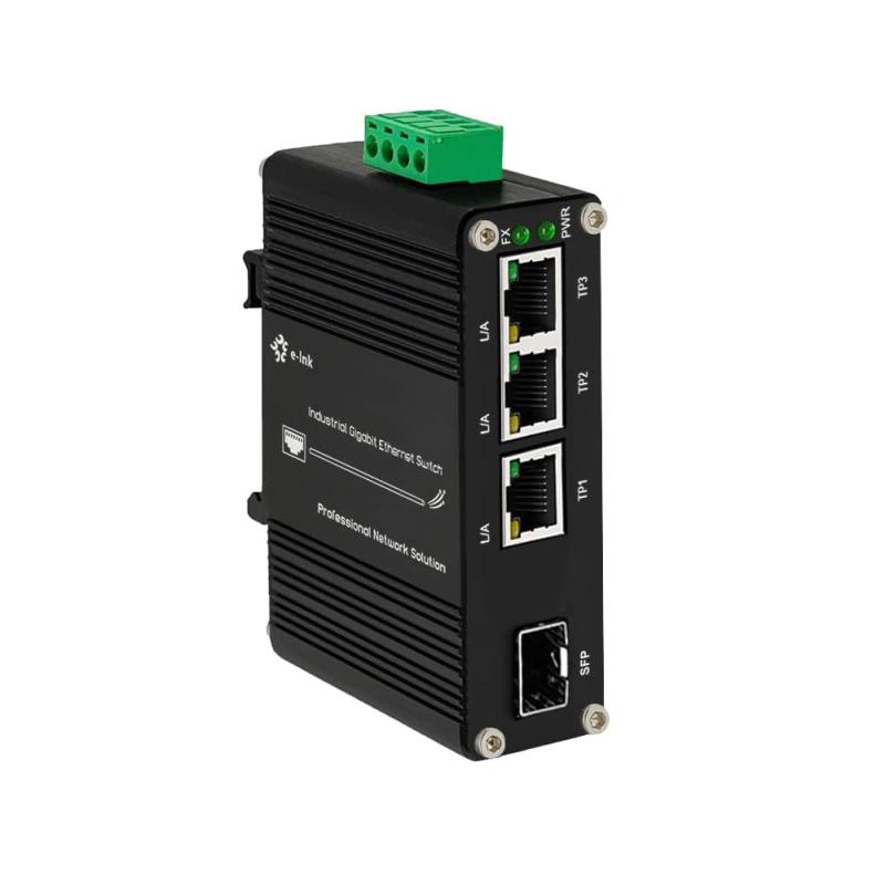 ミニ製作用ギガビットPoE取り替えっこ 3界面 + SFP界面、DC12V～48Vインプット相応う 昇圧役立つこと積み上げる、RJ45 10/100/1000Mbps、802.3at 30W/界面相応う、DIN軌跡打っ付け、IP写真機/VoIP電話機相応う