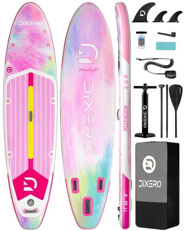 Dixero (ディクセロ) 空気注入式 スタンドアップパドルボード 11フィート x 33インチ 大人用 エクストラワイド パドルボード プレミアムアクセサリー付き 調節可能なパドル ハンドポンプ ボト｜RoothouseStore
