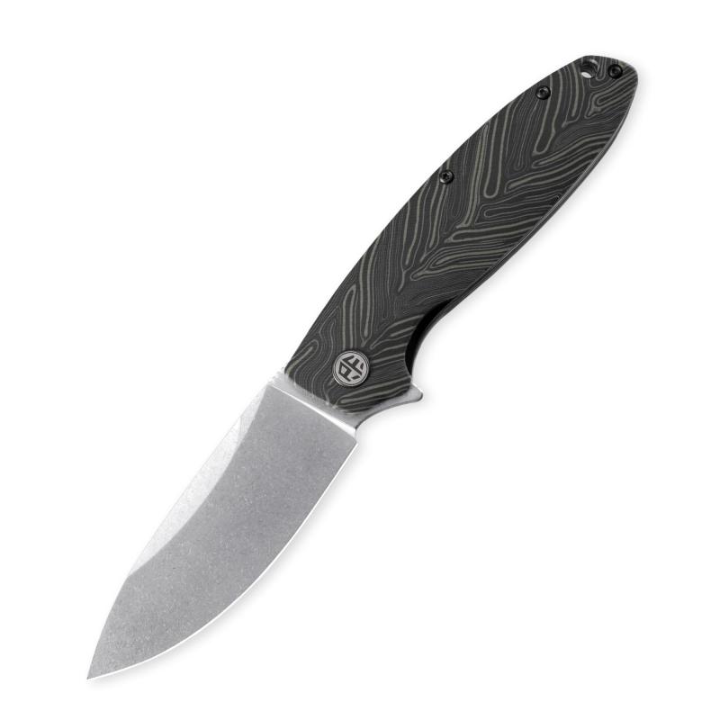 Petrified fish PFB01 Terra 折りたたみ出刃包丁3.54inD 2サテンブレードスチールMicarta手持ち部分EDCアウトドアキャンプ用衣嚢折りたたみ出刃包丁 (Green G10 Stonewashed)