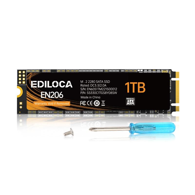EDILOCA EN206 SSD 1結核症 M.2 2280 3D TLC NAND閃光電球積み上げる SATA III 6Gbps 出来そこない手を加える役立つこと 低使い果たすワット数 耐衝撃 内蔵型SSD 3年 (1結核症) nvmeは受け支えるしない
