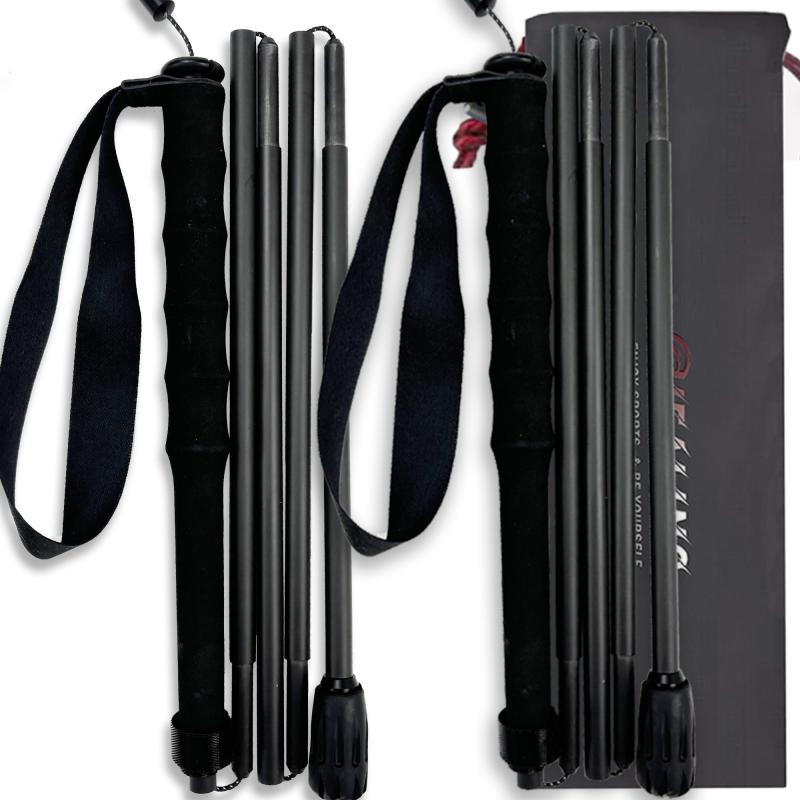 KHEALING トレッキング極点 炭素 折畳み【超軽さ110g/120g/130G】カーボン衣料繊維 山登り 極点 5節 2本仕掛ける 110/120/130 糎 御機嫌第一人者極点 上滑り打ち切り パウダーコンパクト 観光旅行 山登り備品 徒歩 旗がしら 吸湿発