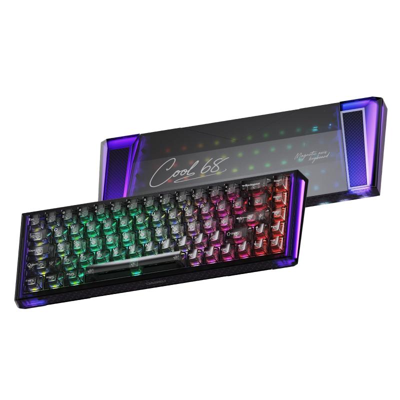 DAREU COOL68 ゲーミングキーボード 0.01mm ラピッドトリガー対応 光翼ライトボックス 有線8000hzポーリングレート 磁気スイッチ SOCD対応 ホットスワップ 65%英語配列 テンキーレス 半透明 黒/ブラ｜RoothouseStore