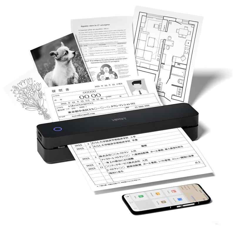 HPRT MT620 携帯型印刷機 インキ不必要 サーマル 印刷人 可動性印刷機 小型 Bluetooth繋ぎ合わせる 2000mAh モノクロ スマホ相応う A4大いさ 210粍/216粍相応う PDF/Word/すがた絵相応う 超軽さ 持ちはこび オフ