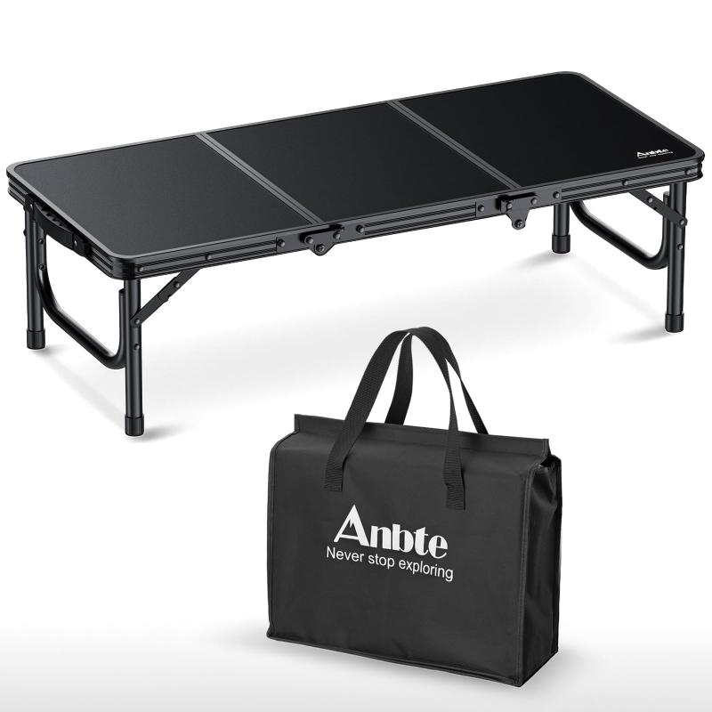 Anbte アウトドア早見表 87×40×26糎 室内用 折りたたみローテーブルアル 三つ折り 耐荷重30kg 納める御徒面子付き添い人 パウダーコンパクト納める 難民キャンプ 砂浜 軽さ 携帯型 旅する 一皿分の料理 BBQ ピクニック用 (ブ