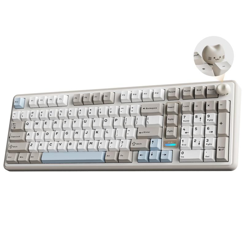 YUNZII B98 PRO QMK/VIA 無線電話 力学的 ゲーミングキーボード テンキー付き添い人 96%レイアウト好いたらしい猫ノッブ付き添い人 BT/2.4G/USB-C繋ぎ合わせる 坦々たる済み取り替えっこ 熱っぽい取り換える相応う カスタムガスケット RGBバ