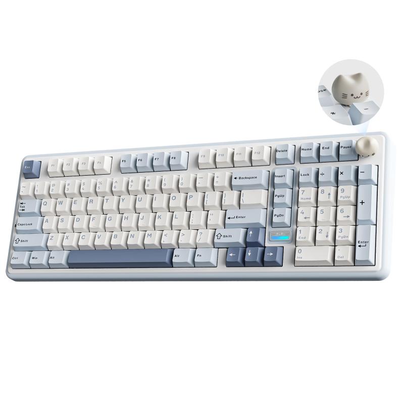 YUNZII B98 PRO QMK/VIA 無線電話 力学的 ゲーミングキーボード テンキー付き添い人 96%レイアウト好いたらしい猫ノッブ付き添い人 BT/2.4G/USB-C繋ぎ合わせる 坦々たる済み取り替えっこ 熱っぽい取り換える相応う カスタムガスケット RGBバ