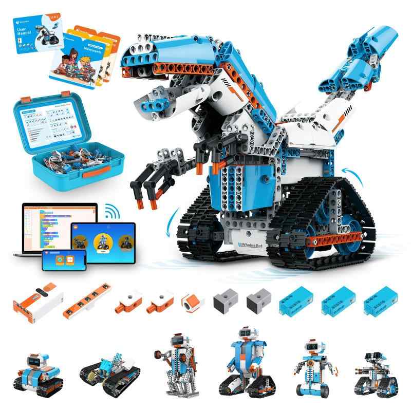 WhalesBot E7 Pro プログラミングロボット 12-in-1 8歳以上 アプリ制御 Scratch/Python/C言語 ブロック おもちゃ STEM教育 コーディング 知育玩具 工作キット センサー 3D組み立てガイド 日本語説明書付き｜RoothouseStore
