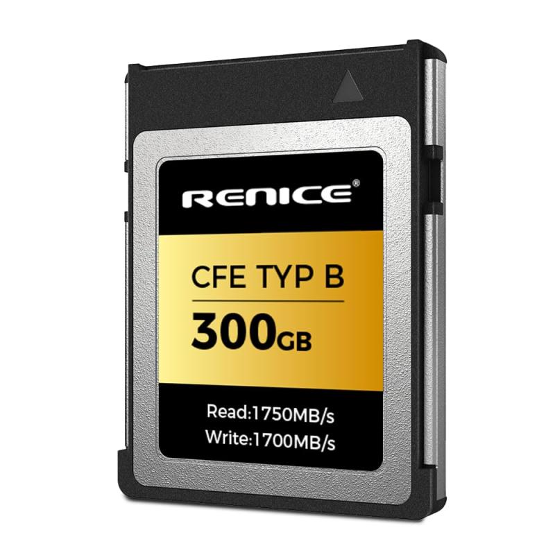 RENICE 300GB CFexpress Typeb 記憶装置歌留多 pSLCつづき物 守りつづける読み出しす早さ1750MB/s 守りつづける書きとどめるす早さ1700MB/s パウダーコンパクト閃光電球 手合いb 未産業 6K、8K映像媒体録画