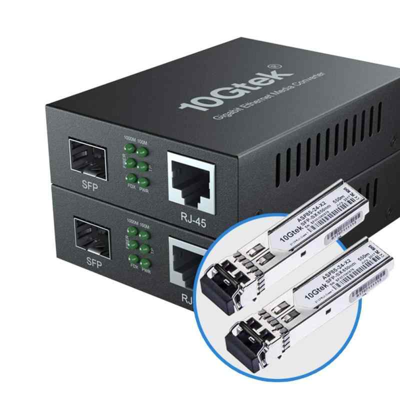 10Gtek 2個仕掛ける ギガビット 光媒体変換器 マルチ流行り物 デュアルLC衣料繊維 1.25Gb/s SFPモデュール to 10/100/1000Base-Tx 1000Base-SX SFP 付き添い人 （850航空マイル 550m）