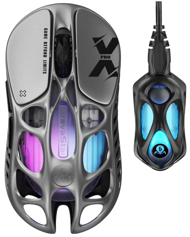 【【8000サイクルドングル同梱】GravaStar Mercury X Pro ゲーミングマウス 無線電話 無線電話 49gの超軽さ 8Kポーリング単位料金 高感じやすさ PAW3950検知器 32000DPI 弾丸道路無線電話 0.125ms低引き延ばし 2.4G/Bluet