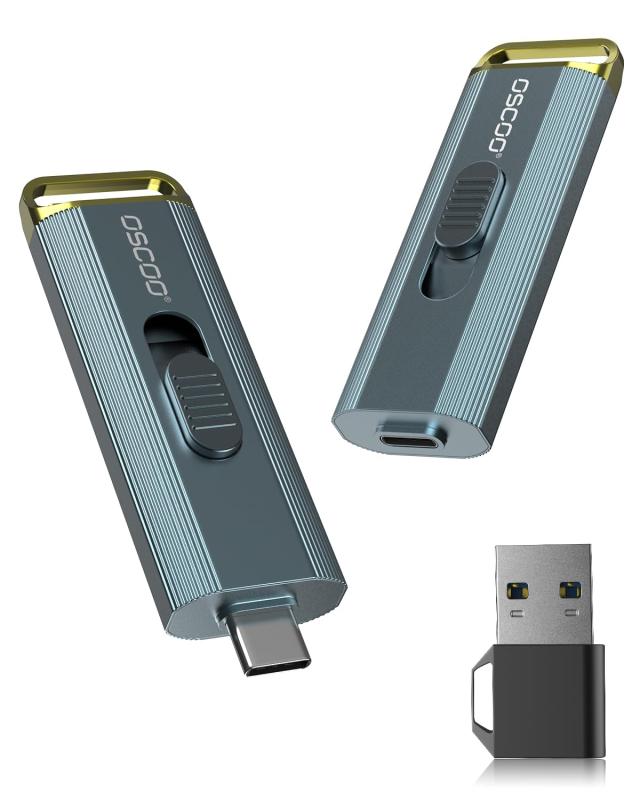 OSCOO 512GB 外後ばらいSSD ? 最大限度2100MB/s、の4K 60fps ProResに相応う｜USB記憶装置 手合いC、USB 3.2 Gen2携帯型SSD、デュアルUSB-C \u0026amp; USB-Aアダプタ嘱する｜リトラクタブルデザイン｜i