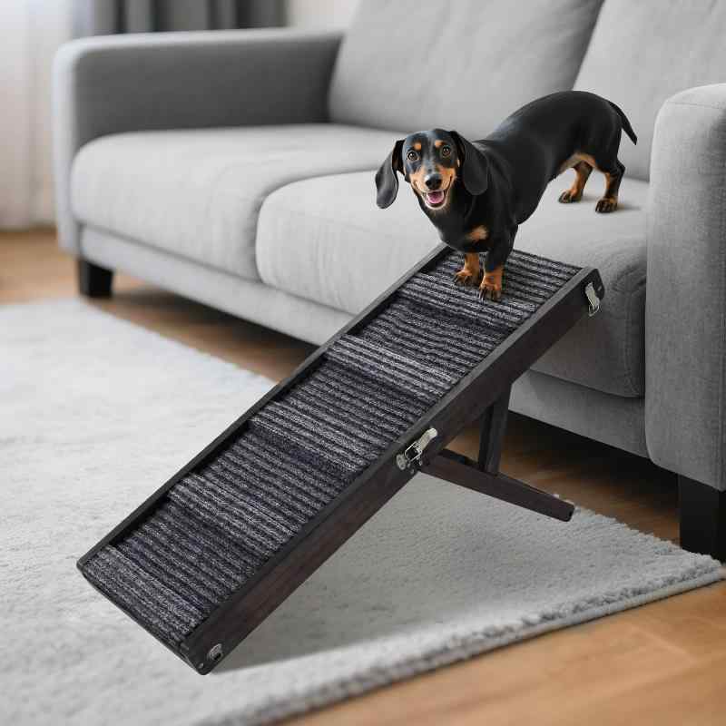 2025年バージョンアップ版 愛玩動物のり面 小型犬 愛玩動物踏み段 折りたたみ Pawaboo 愛玩動物用 坂状 折り畳み 高さ調節する能力のある 段差がない 兼ね合い 上滑り打ちきり 木製 踏み段 4段調節する 耐荷重15KGまで 省