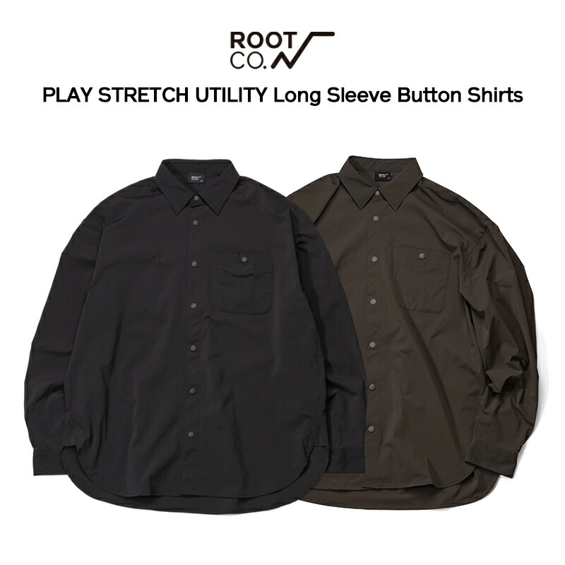 【ROOT CO.】PLAY STRETCH UTILITY Long Sleeve Button Shirts