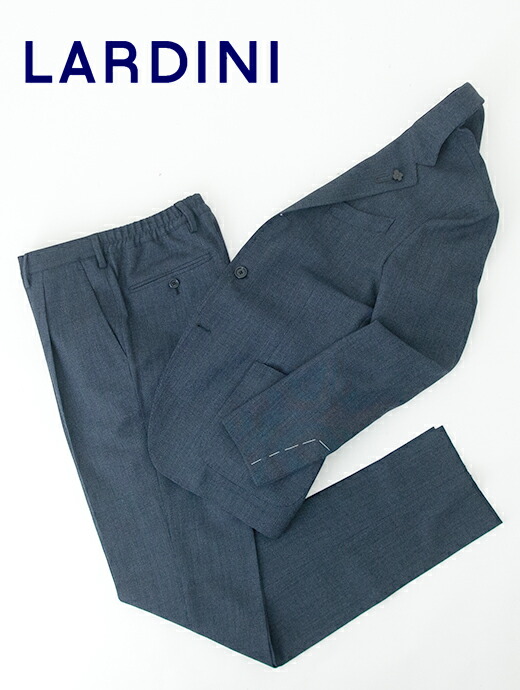 【SALE】【30%】 LARDINI ラルディーニ セットアップ スーツ Easy Wear ネイビーブルー ストレッチ メランジバーズアイ イタリア製 lar482201
