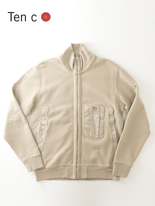 【SALE】【20%】 Ten c テンシー スウェット カーキベージュ ジップアップ ten502002