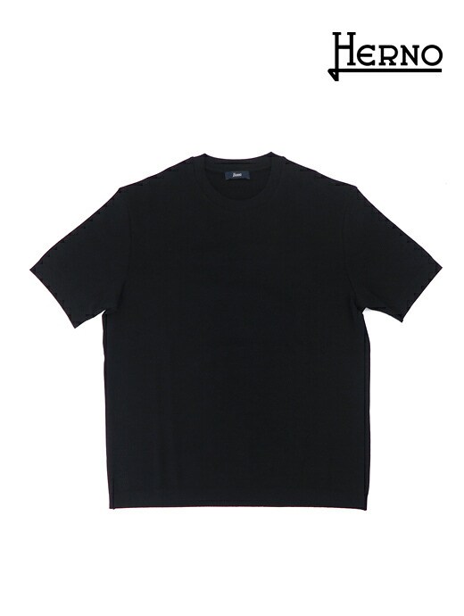 HERNO ヘルノ Tシャツ ブラック コットンニット her520601