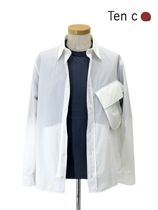 Ten c テンシー シャツ ホワイト シャツアウター シャツブルゾン Camicia Manica Lunga ten520604