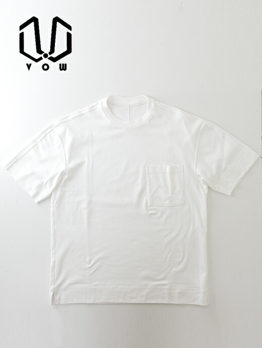 VOW ボウ Tシャツ ホワイト カシミヤライク コットン クルーネック vow520601