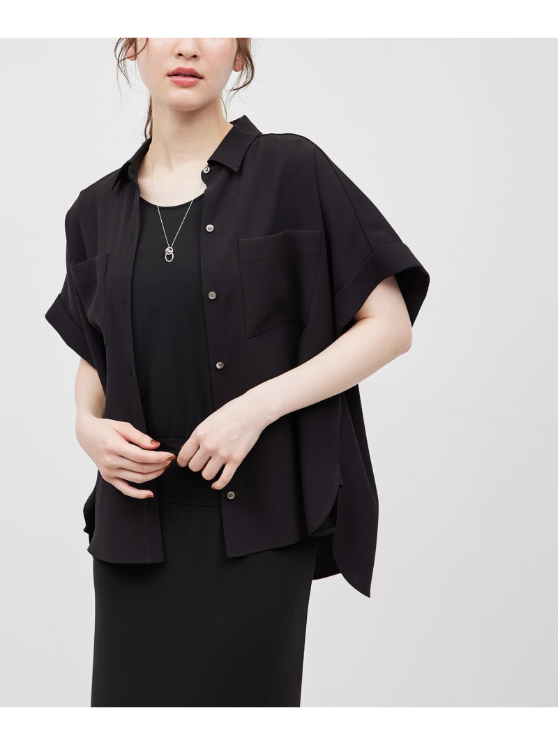 【SALE／50%OFF】【新色加えること】トリアセバックサテンフラップシャツ/セットアップ相応う【媒体掲げる】 ROPE\u0027 ロペ トップス プルオーバー・トップ 黒いこと ベージュ 米国海軍【RBA_E】【貨物輸送無料】[ Fashion]