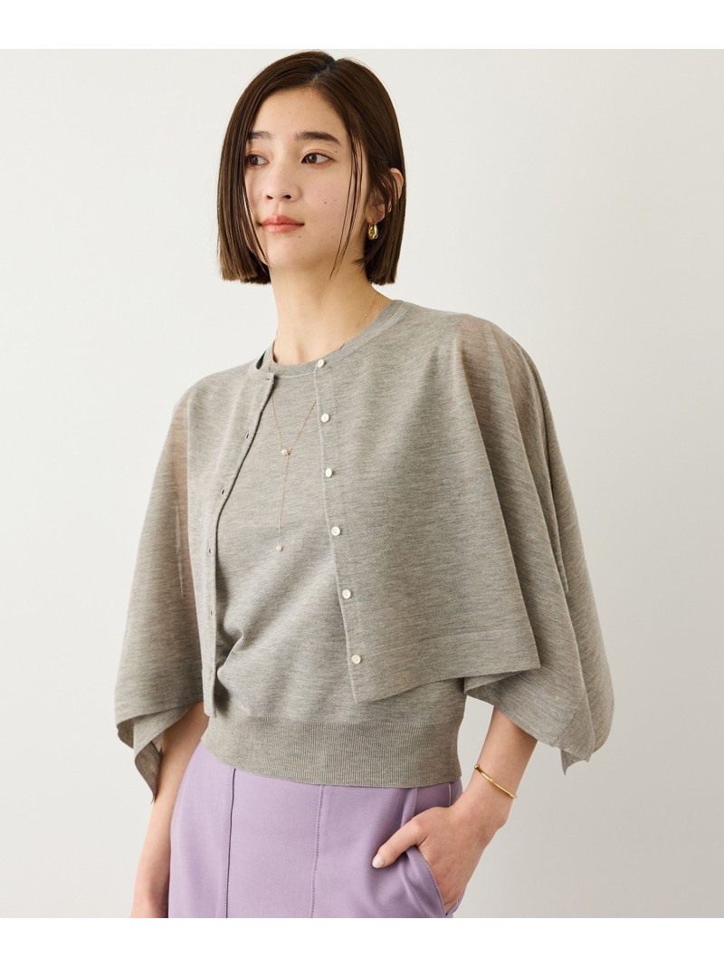 LEVITA レイヤードニットプルーオーバー(ケープ*タンクトップ)/接触冷感・イージーケア ROPE' ロペ トップス カットソー・Tシャツ ブラック ベージュ【先行予約】*【送料無料】[ Fashion] 14,630円