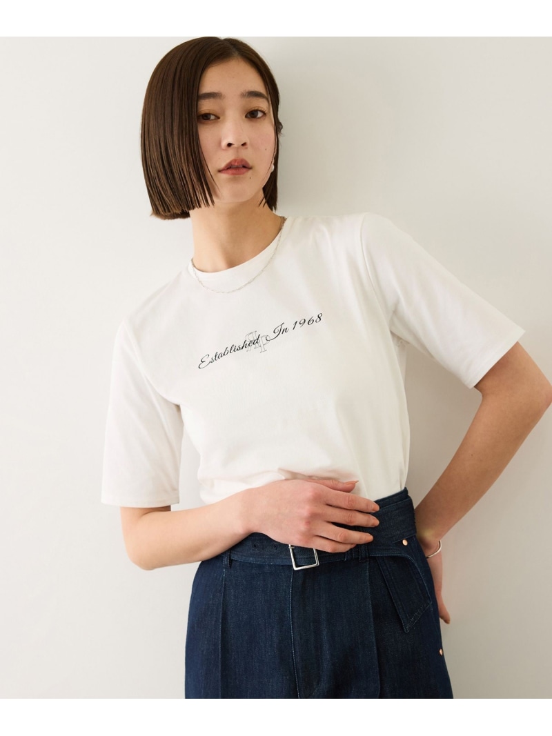 ショート丈コンパクトTEE(白刺繍&黒ロゴプリント)/イージーケア ROPE' ロペ トップス カットソー・Tシャツ ホワイト【先行予約】*【送料無料】[ Fashion]