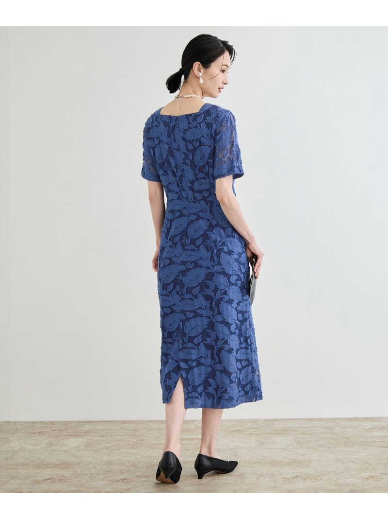 【SALE／70%OFF】【洗える】スクエアーネックワンピース(ジャガード/蹴球原料品) ROPE\u0027 ロペ 衣裳・御召しもの 衣裳 赤銅色 黒いこと 青碧【RBA_E】【貨物輸送無料】[ Fashion]